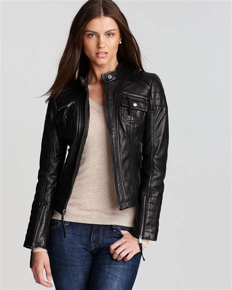 michael kors leather jacket women's